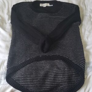 𝅺vintage Havana Open Knit Crochet Sweater, Black White Stripped , Size Large